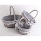 Kosár ovál+fül szett 24x18cm-31x27cm-39x30cm - Szürke