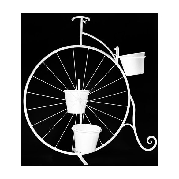 Kov. Vas Virágtartó x3 Monocikli fehér 31x14cm