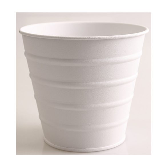 Kaspó bádog csíkos 12x11cm - Fehér