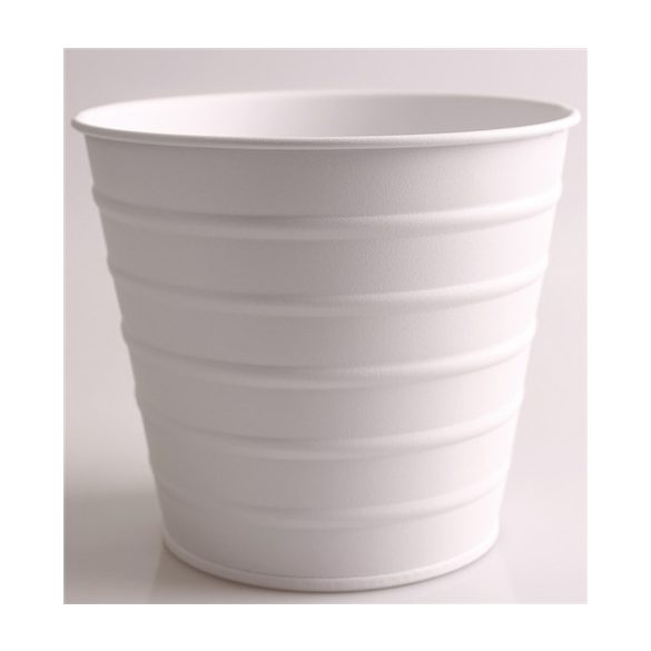 Bádog kaspó kör fehér csík 14x13cm