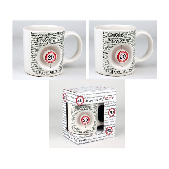 Kerámia bögre 3D Boldog Szülinapot "20" Obj. díszdobozban