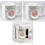   Kerámia bögre 3D Boldog Szülinapot "40" Obj. díszdobozban