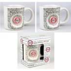   Kerámia bögre 3D Boldog Szülinapot "60" Obj. díszdobozban