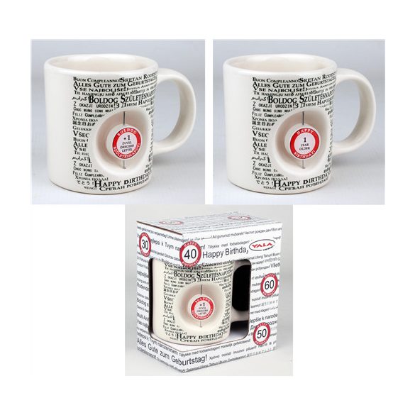 Kerámia bögre 3D Boldog Szülinapot 1 évvel...  Obj. díszdobozban