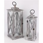 Fa viharlámpás szett 66x25x25cm 50x17x17cm - Szürke S/2