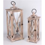 Fa viharlámpás szett 66x25x25cm, 50x17x17cm - Natúr S/2