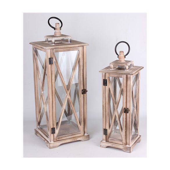 Fa viharlámpás szett 66x25x25cm, 50x17x17cm - Natúr S/2