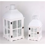 Fém+fa viharlámpás 46x20x20cm - Fehér M-es