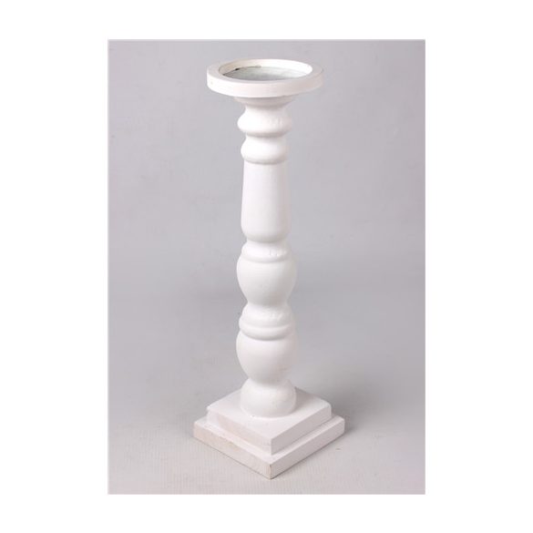 Fa gyertyatartó talpas 38 cm - Fehér