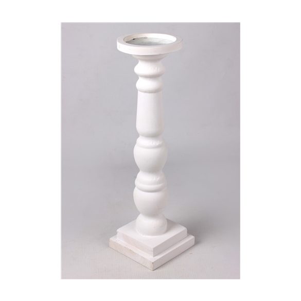 Fa gyertyatartó talpas 48 cm - Fehér