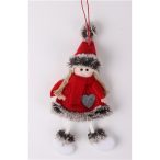 Filc akasztós lány hóember piros ruhában szőrös