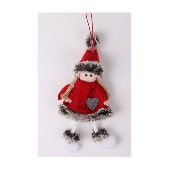 Filc akasztós lány hóember piros ruhában szőrös