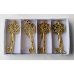 Poly kulcs akasztós 8,5cm - Arany 4db/csom