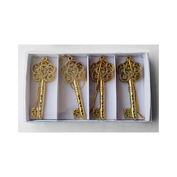 Poly kulcs akasztós 8,5cm - Arany 4db/csom