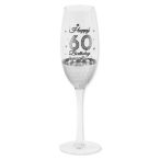   Pezsgős pohár üveg "Happy Birthday 60" 24,5cm - Ezüst
