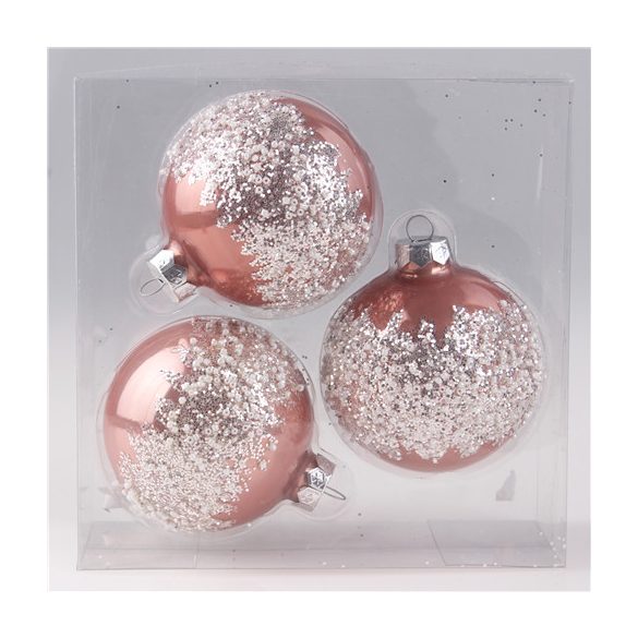 Ü.kd. gömb*3 rosegold+gyöngy 8cm