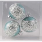 Ü.kd. gömb*3 jégkék+gyöngy 8cm