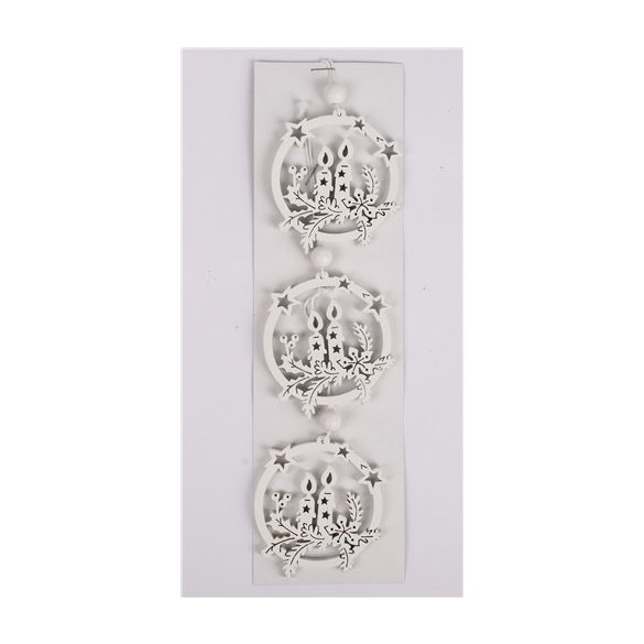 Fa lógós 3 gyertya koszorú 8x30 cm - Fehér