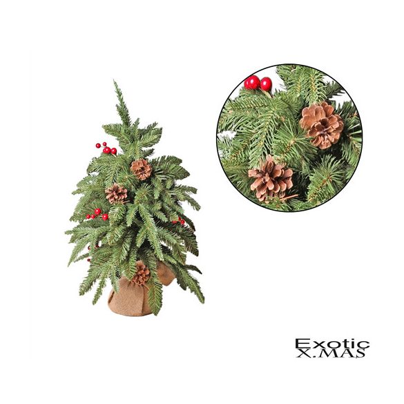 Fenyőfa juta zsákos tobozzal 60 cm