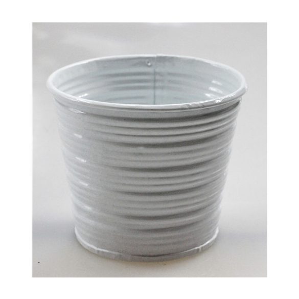 Kaspó bádog csíkos 8x7cm - Fehér