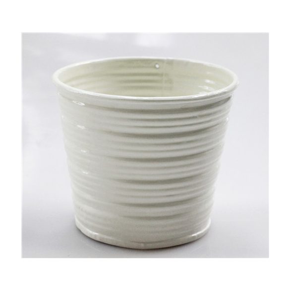 Kaspó bádog csíkos 8x7cm - Krém