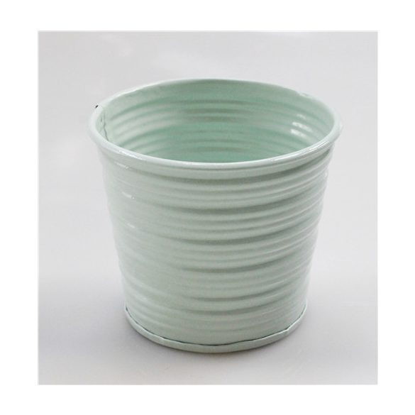 Kaspó bádog csíkos 11x10cm - Zöld