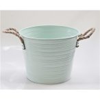 Bádog kaspó zsinór füles csíkos 13x11cm - Zöld