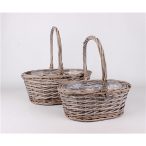 Kosár*2 ovál. fűz szürke 28,33*12cm