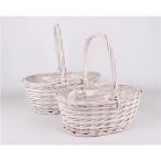 Kosár*2 ovál. fűz frhér 28,33*12cm