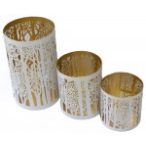 Fém henger 20x12,5cm - Fehér/Arany L-es