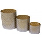 Fém henger ovál csillogó 20x18x12cm - Ezüst/Arany  L-es