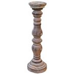Gyertyatartó fa oszlop égetett 12x40 cm - Barna