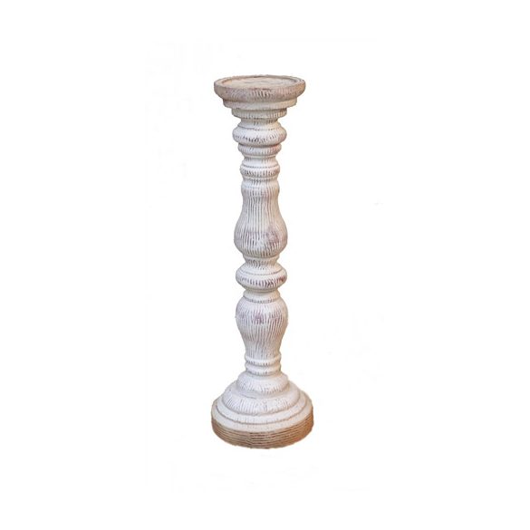 Gyertyatartó fa oszlop égetett 12x40 cm - Piros