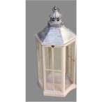 Fa lámpás szett 6szög 80 cm - Natúr/fehér L-es