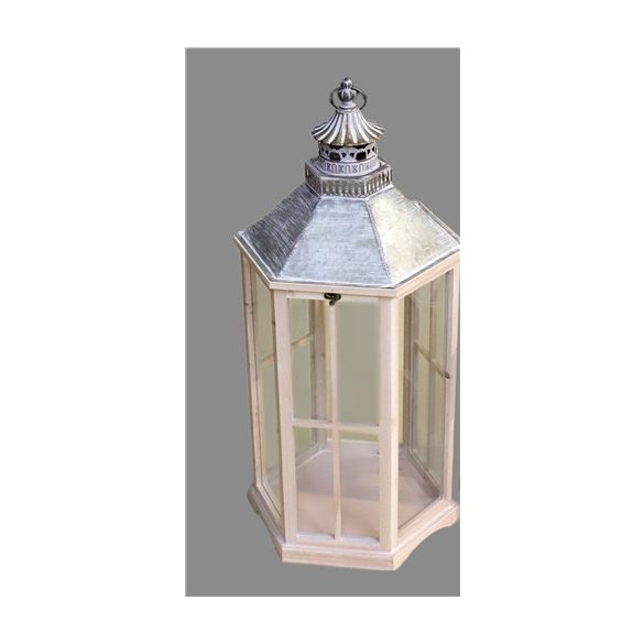 Fa lámpás szett 6szög 80 cm - Natúr/fehér L-es