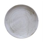Fa tál kör pöttyös 30cm - Fehér-szürke