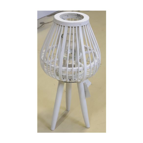 Fa mécsestartó körte alak + láb 25x40 cm - Fehér