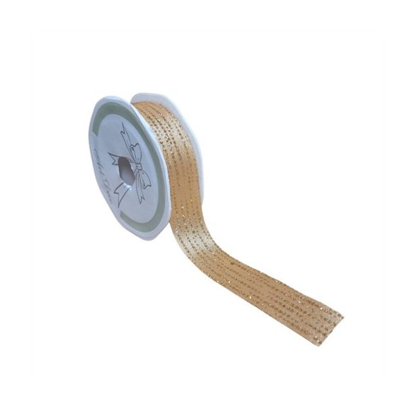 Szalag glitteres pöttyös 25mmx10m - Arany/arany