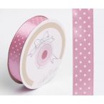 Szalag Szatén Pöttyös 15 mm x 25 m - Sötét rózsaszín