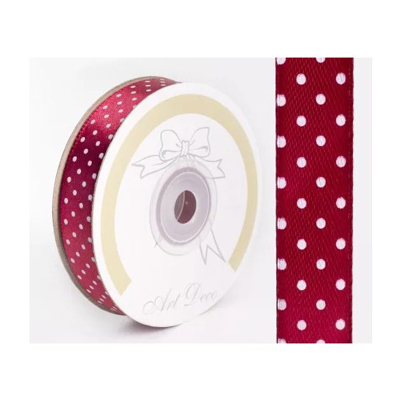 Szalag Szatén Pöttyös 15 mm x 25 m - Bordó