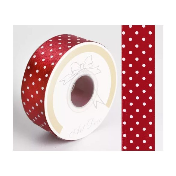 Szalag Szatén Pöttyös 25 mm x 25 m - Bordó
