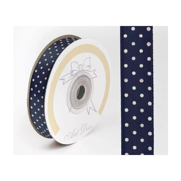 Szalag Szatén Pöttyös 15 mm x 25 m - Sötétkék