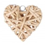Dekorációs fonott szív 20x4 cm  - Natúr