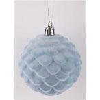 Karácsonyi dísz flokkolt toboz gömb 8 cm - Kék