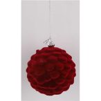 Karácsonyi dísz flokkolt toboz gömb 8 cm - Bordó