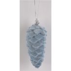 Karácsonyi dísz flokkolt toboz 12x5 cm - Kék