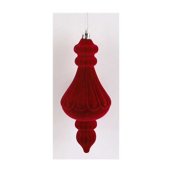 Karácsonyi dísz flokkolt inga 16x7 cm - Bordó