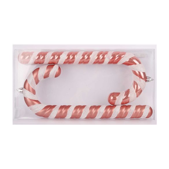 Karácsonydísz sétapálca 25 cm akasztós -  Rosegold S/2