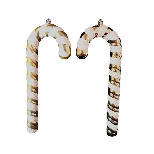 Karácsonydísz sétapálca 25 cm akasztós -  Arany S/2