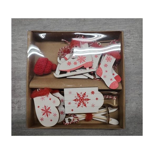 Karácsonyi akasztós dísz szett fa 16x16cm